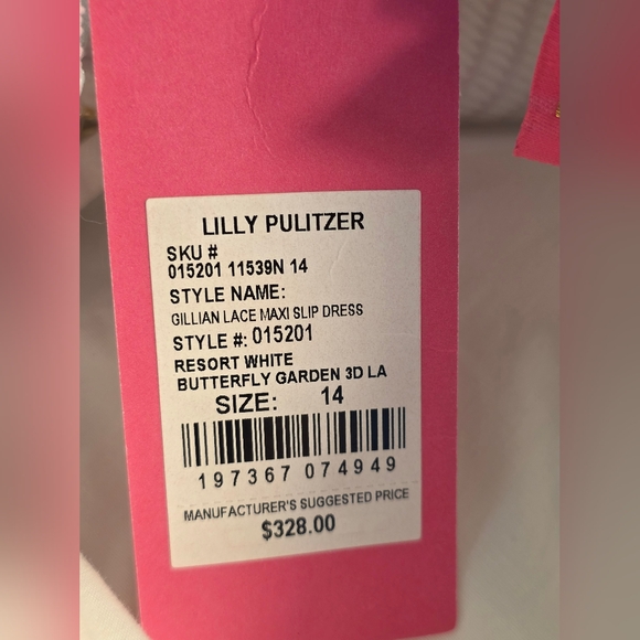 NWT Lilly Pulitzer Gillian Lace Maxi Slip Dress RESORT WHITE BUTTERFLY GARDEN 3D - Picture 13 of 16